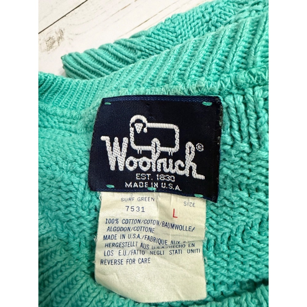 Vintage Woolrich Surf Green Textured Knit Sweater Large Made USA 80's/90s - Picture 7 of 8